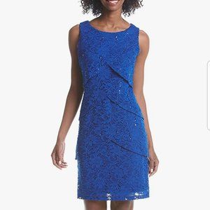 Ronni Nicole Women's Tiered Sequin Lace Dress, Size 10, Royal Blue